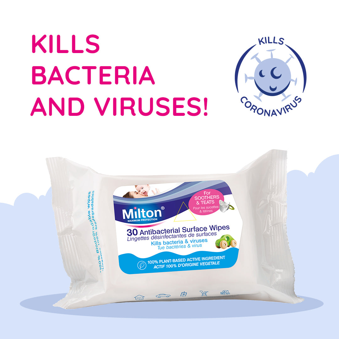 MILTON Antibacterial Surface Wipes (30 wipes) - Pack of 7