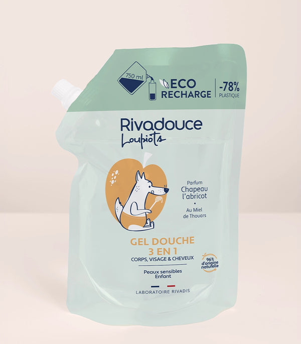 Rivadouce Loupiots Eco-refill Chapeau L'Abricot 3-in-1 Shower Gel 750ml