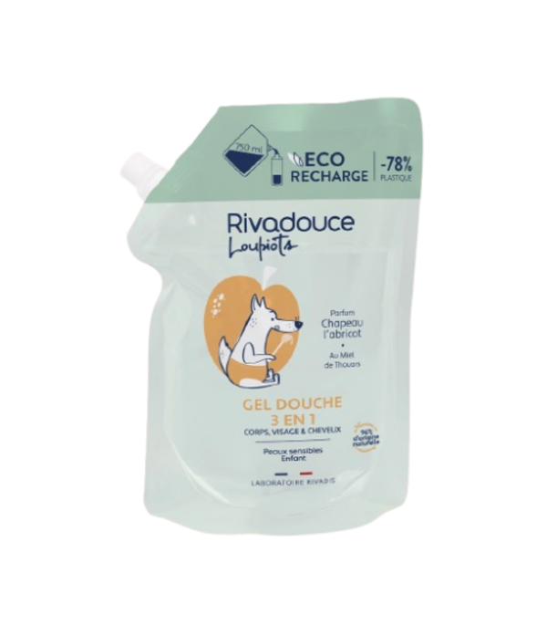 Rivadouce Loupiots Eco-refill Chapeau L'Abricot 3-in-1 Shower Gel 750ml