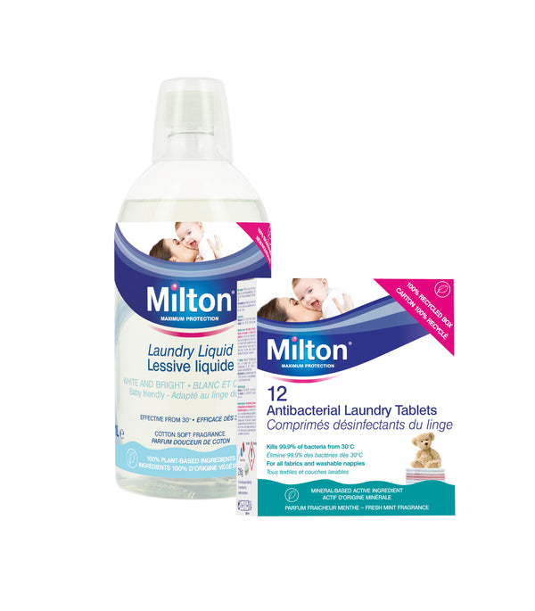MILTON Laundry Duo (Laundry Liquid 1000ml + Antibacterial Laundry Tablets 12s)